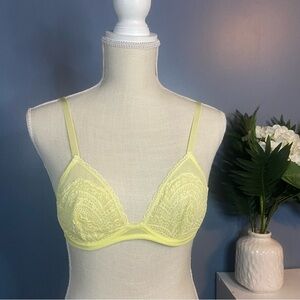 Intimately Free People Yellow Floral Lace Bra